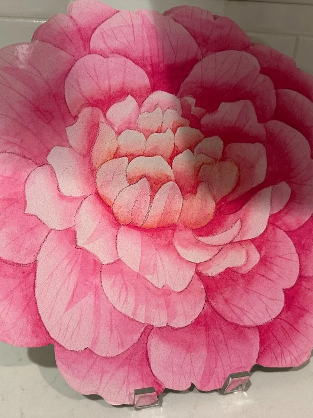 Caspari Die Cut Pink Peony Floral Flower Reusable Placemats Set of 4 Brand New